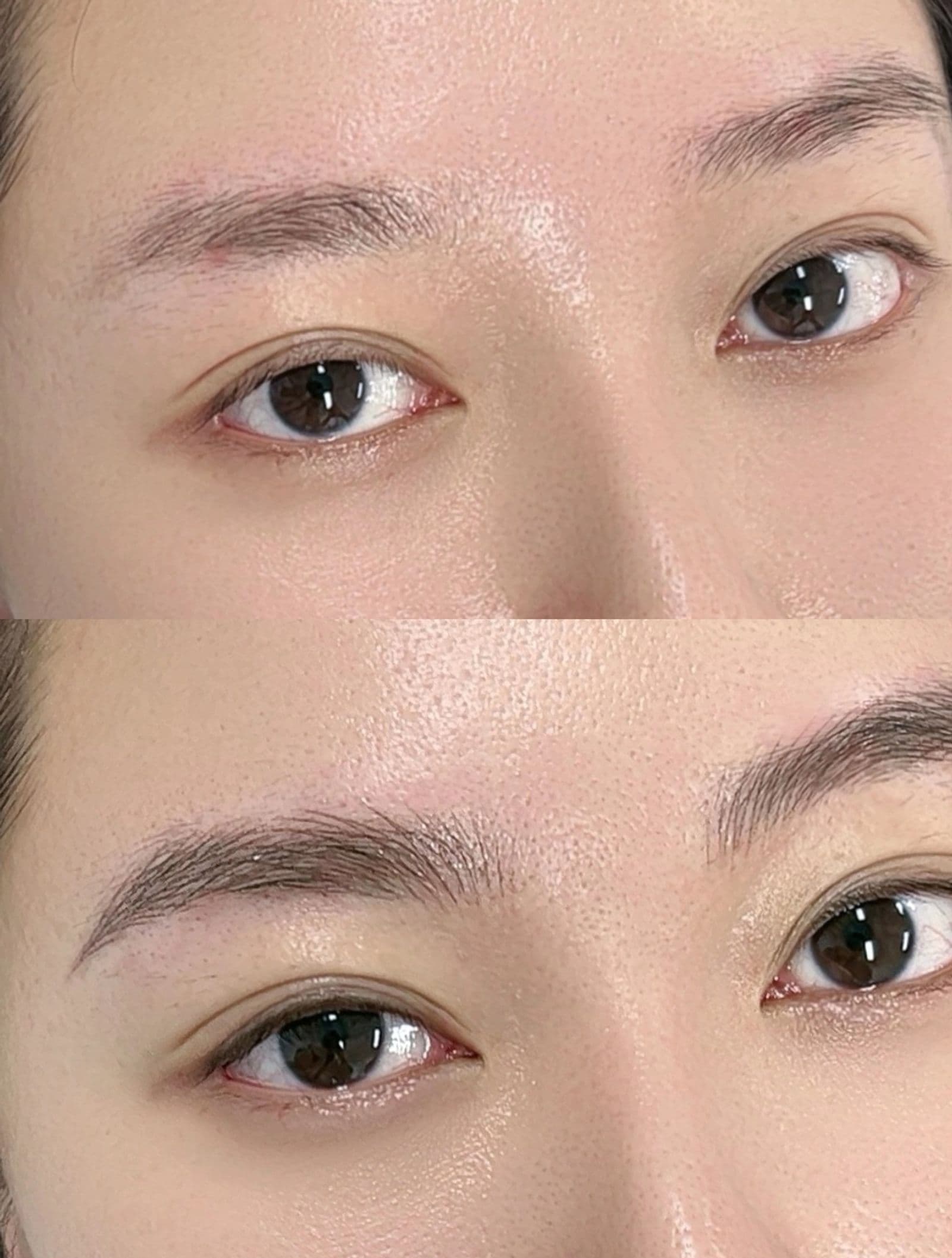 Close-up of finished eyebrow result